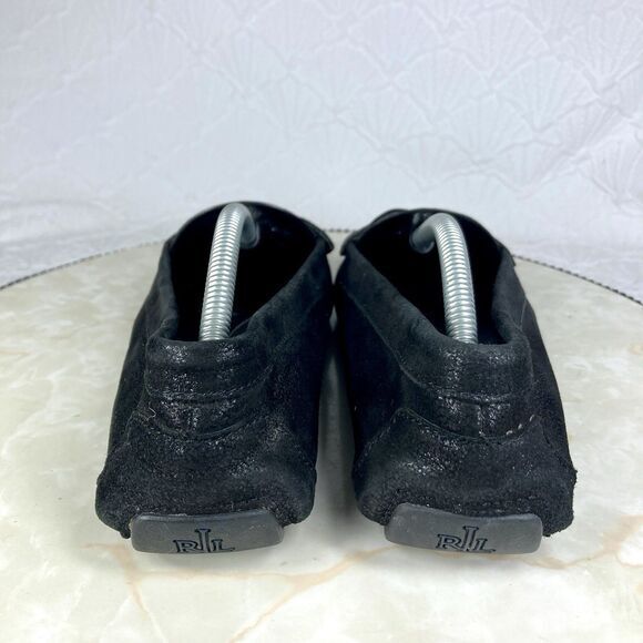 Lauren Ralph Lauren Driving Loafers Sz 6.5 Black Suede Preppy Comfort Moccasins - Picture 8 of 14